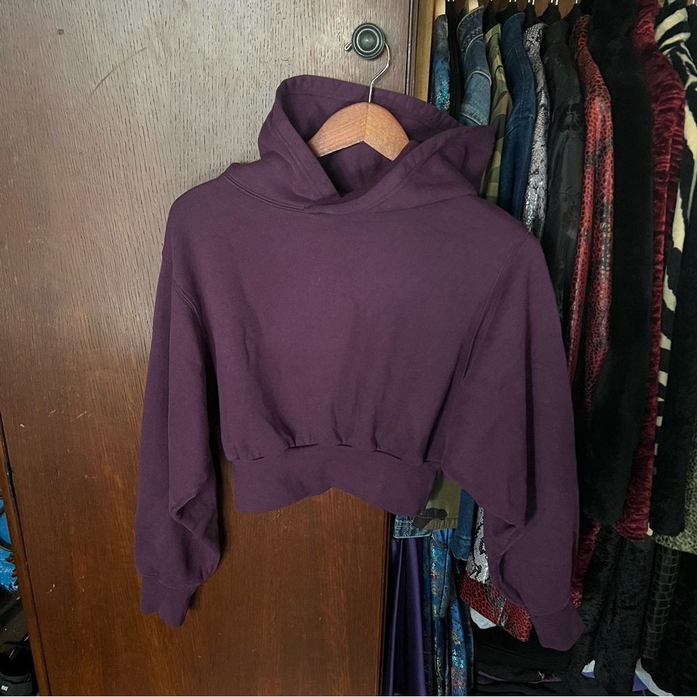 TNA Aritzia Cozy Purple Cropped Hoodie